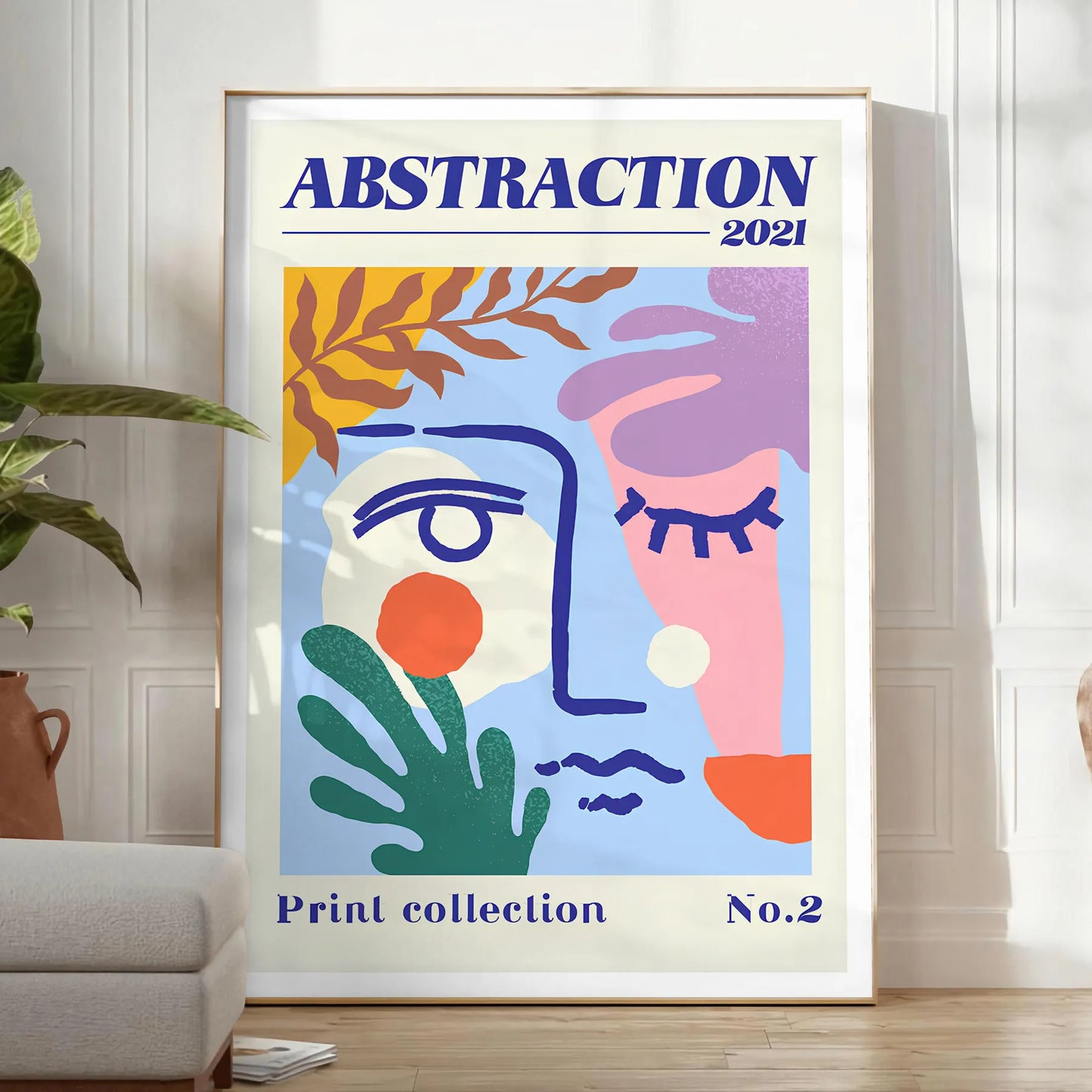 space mesmerizing abstract events maximalist art poster vibrant blue orange hues striking wall print unique gift enthusiasts standalone decor artwork