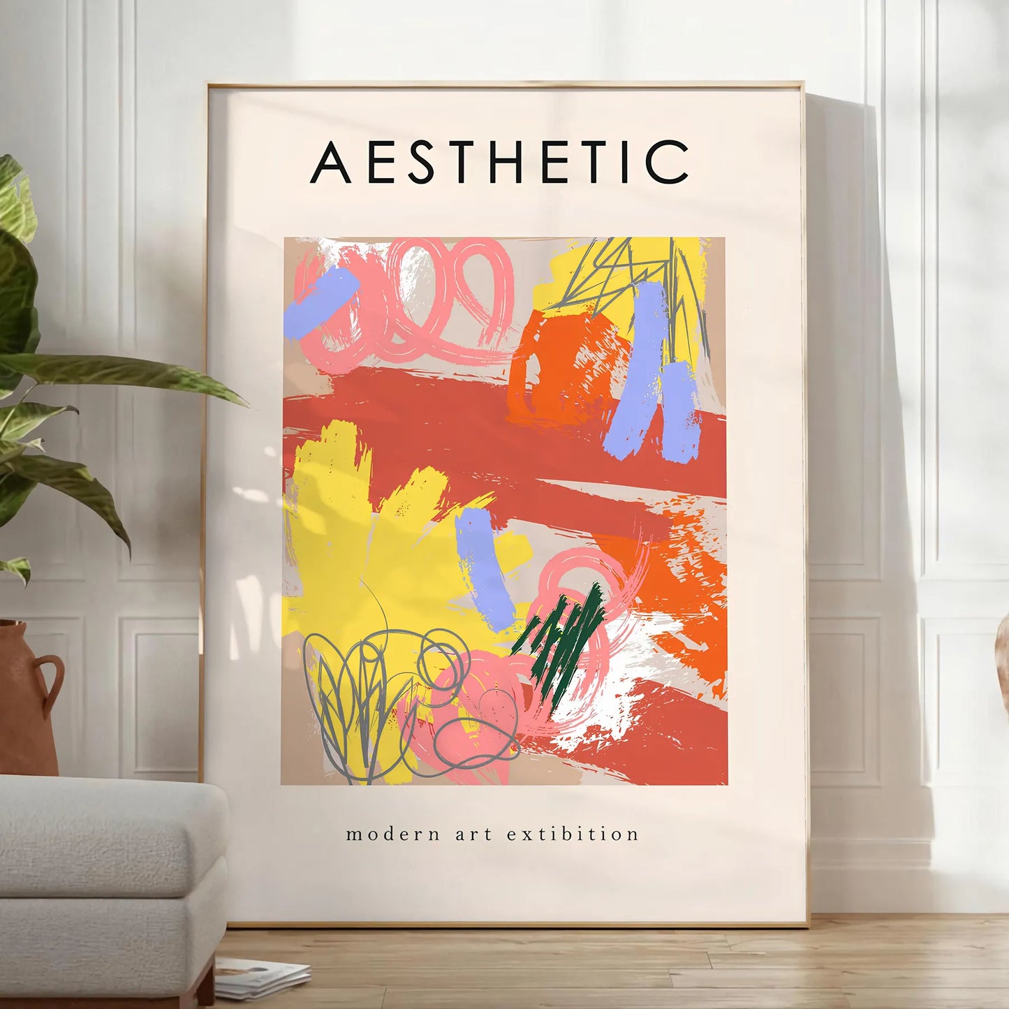 space vibrant yellow green maximalist aesthetic poster wall art unique gift eye artwork lively touch room versatile print dimensions such A4 cm A0