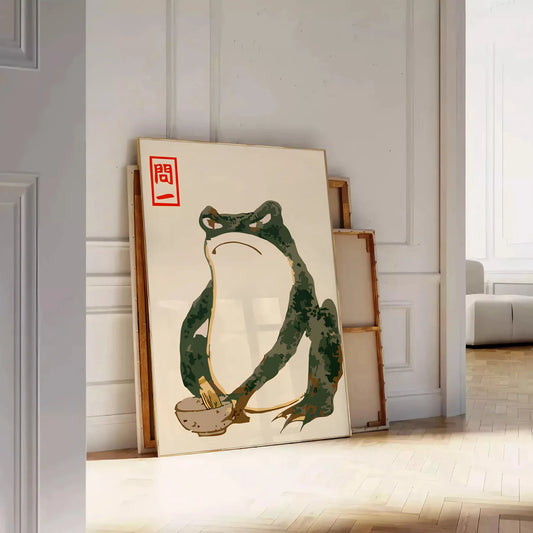 space vibrant Angry Frog poster Matsumoto Hoji Japan decor green orange wall art unique gift collection artwork sizes A4 cm A0
