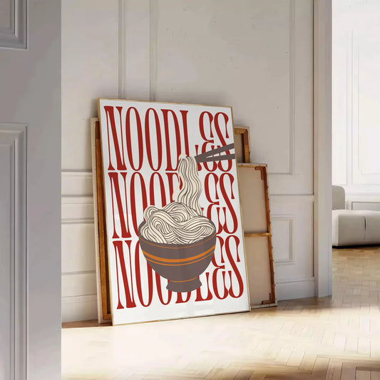 kitchen stylish Noodles poster elegant gray white tones wall art thoughtful gift striking artwork modern flair space unframed option captivating print décor