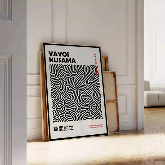 mesmerizing world Yayoi Kusama captivating black gray poster touch avant garde elegance space artwork unique gift art lovers unframed options