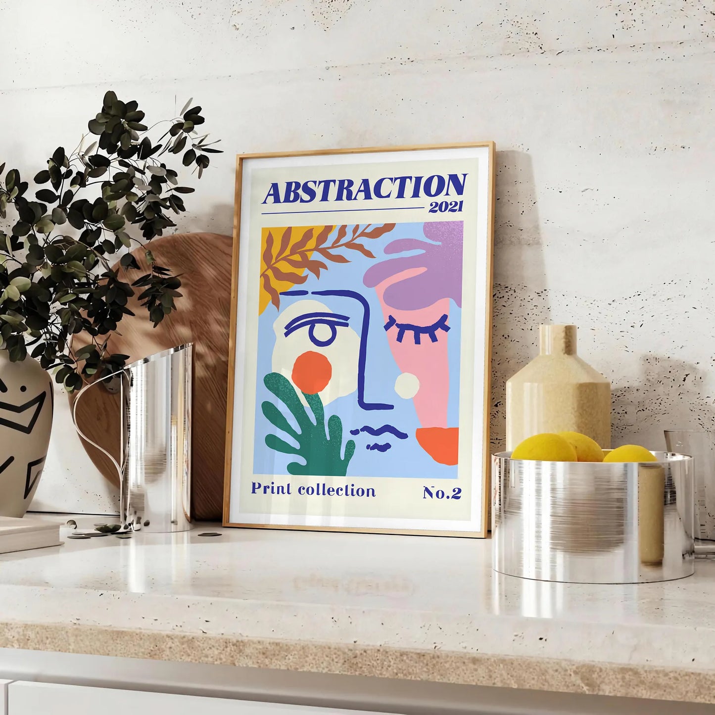 space mesmerizing abstract events maximalist art poster vibrant blue orange hues striking wall print unique gift enthusiasts standalone decor artwork