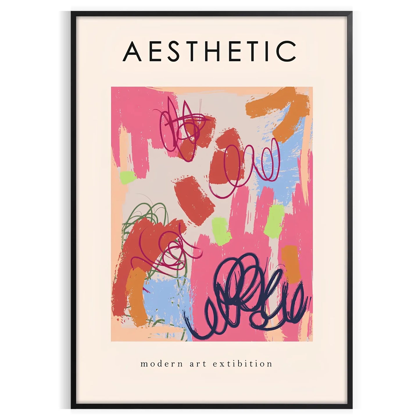 space aesthetic maximalist poster bold black vibrant orange hues wall art unique gift striking artwork personality room versatile sizes A4 cm A0