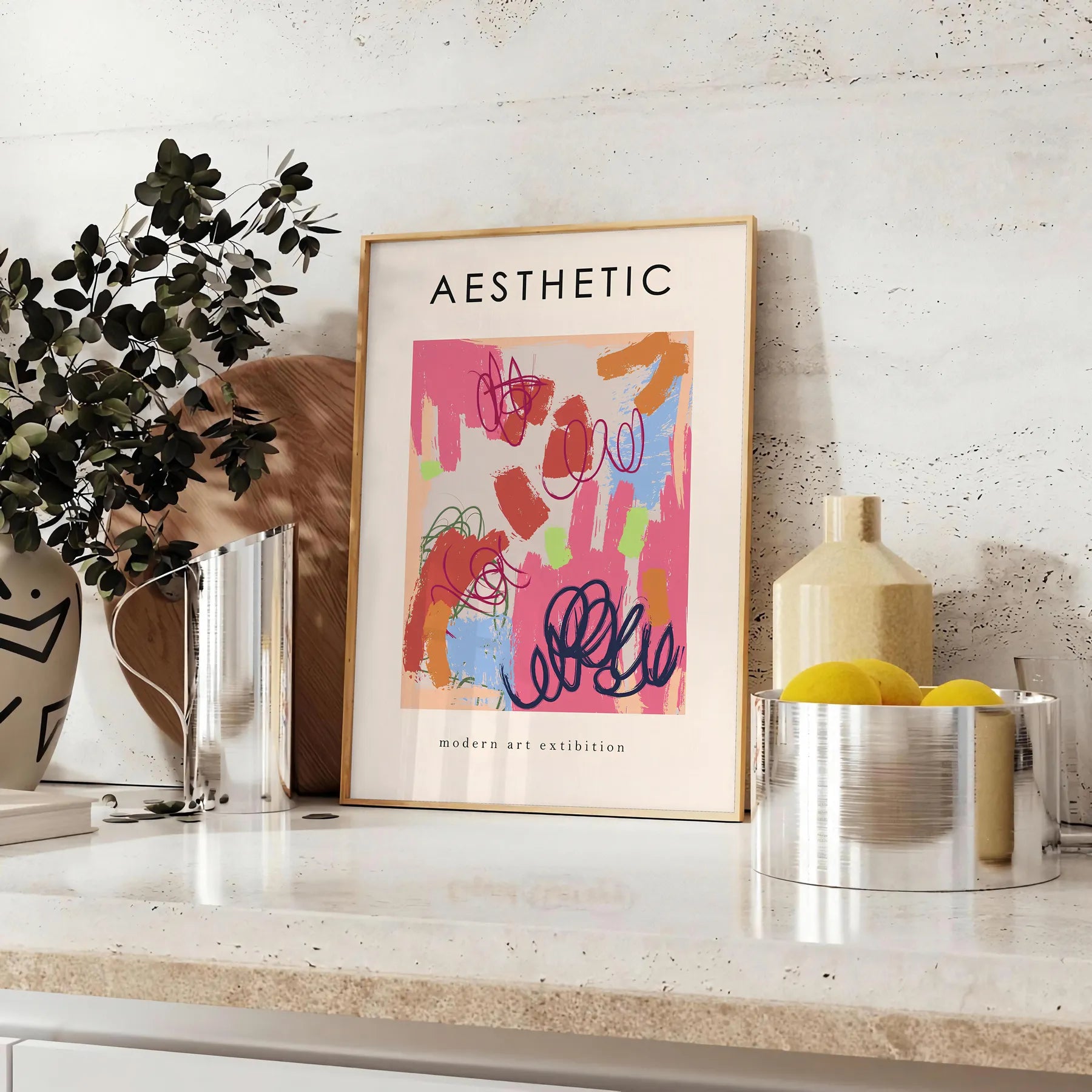 space aesthetic maximalist poster bold black vibrant orange hues wall art unique gift striking artwork personality room versatile sizes A4 cm A0