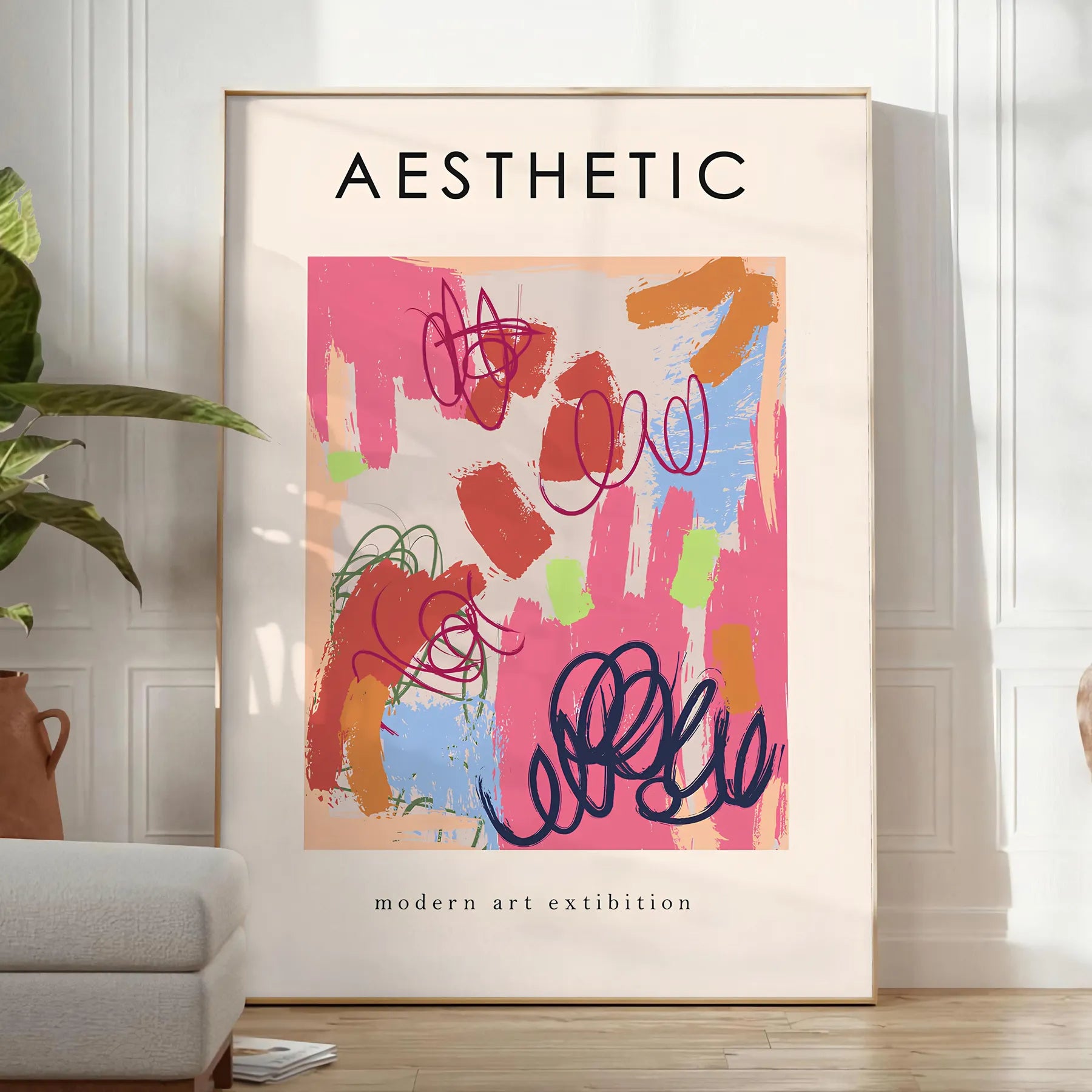 space aesthetic maximalist poster bold black vibrant orange hues wall art unique gift striking artwork personality room versatile sizes A4 cm A0