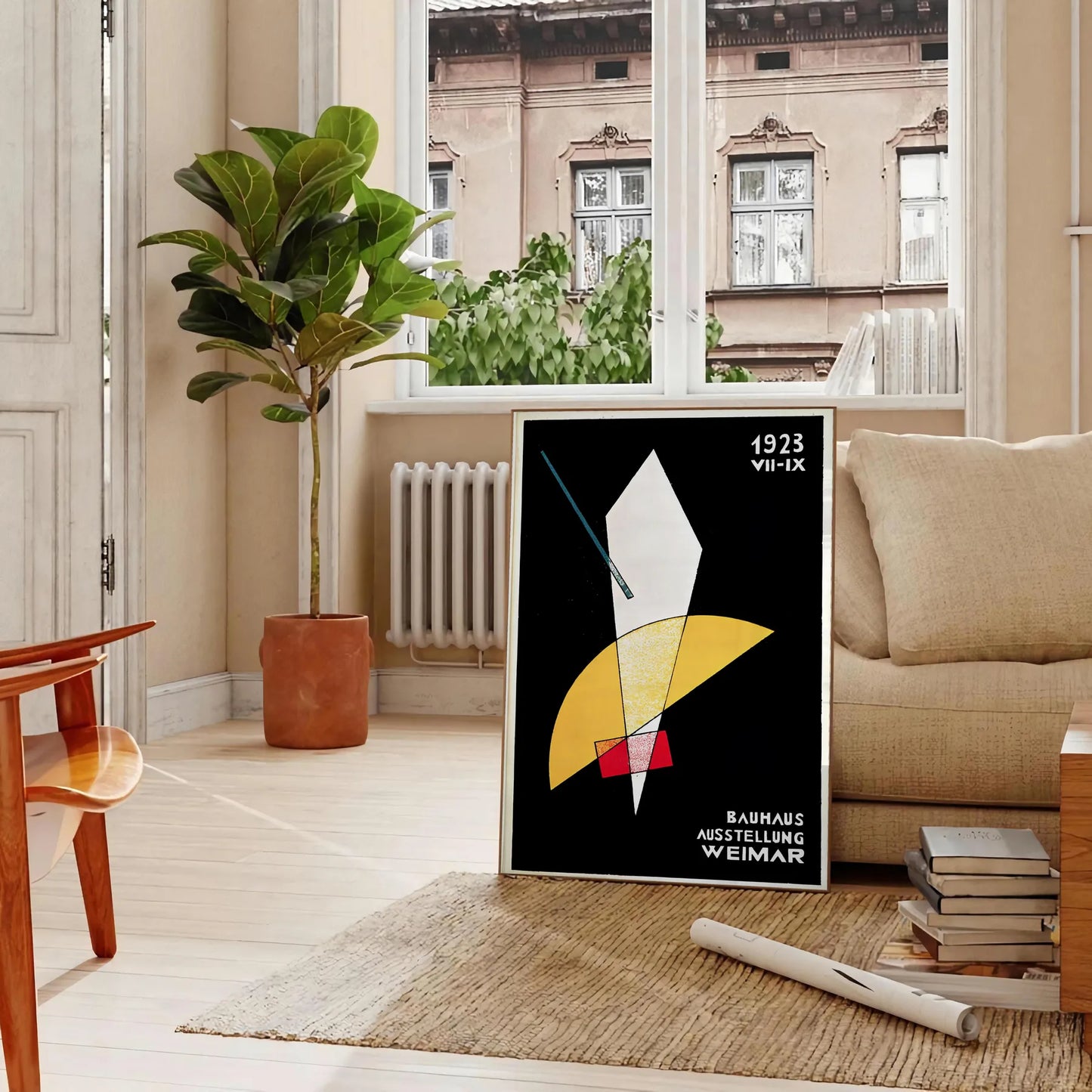 space Bauhaus Weimar Groovy Art Print vibrant orange black hues striking poster perfect modern wall lovers ideal gift room unique artwork fit A4 cm A0