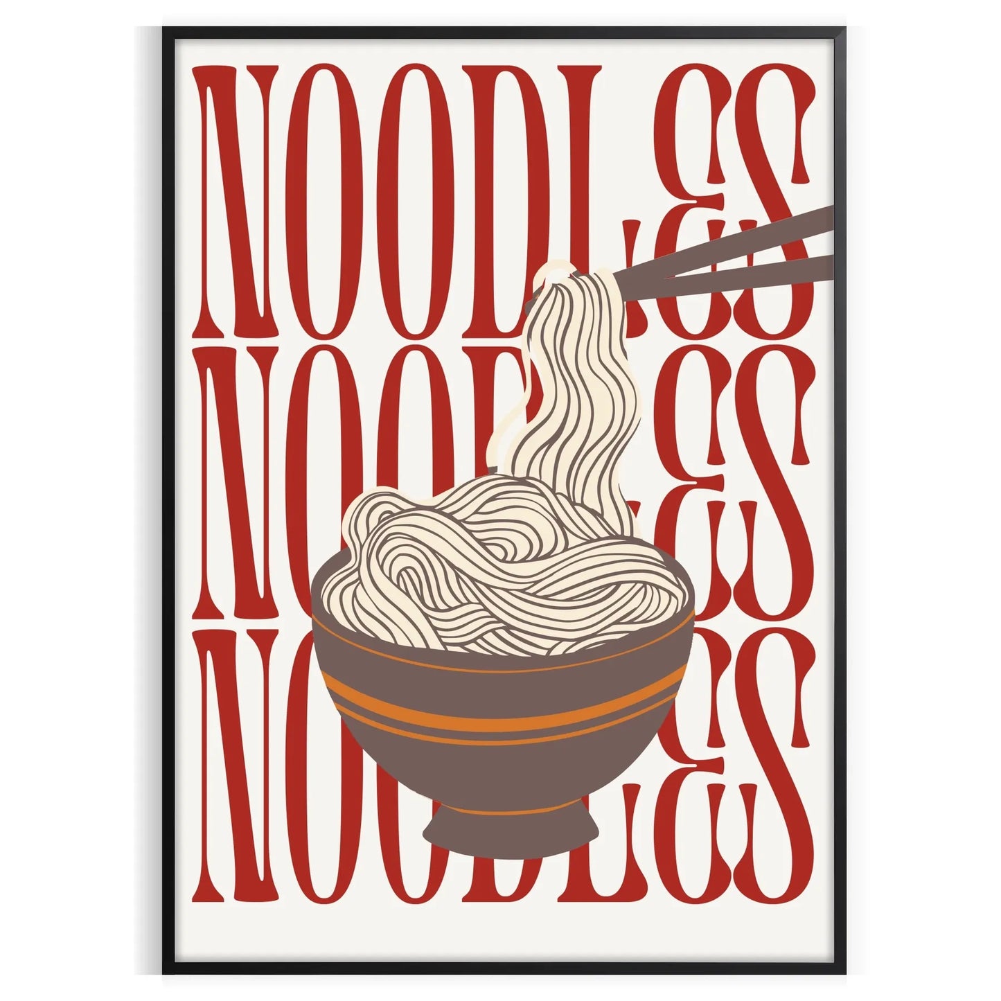 kitchen stylish Noodles poster elegant gray white tones wall art thoughtful gift striking artwork modern flair space unframed option captivating print décor