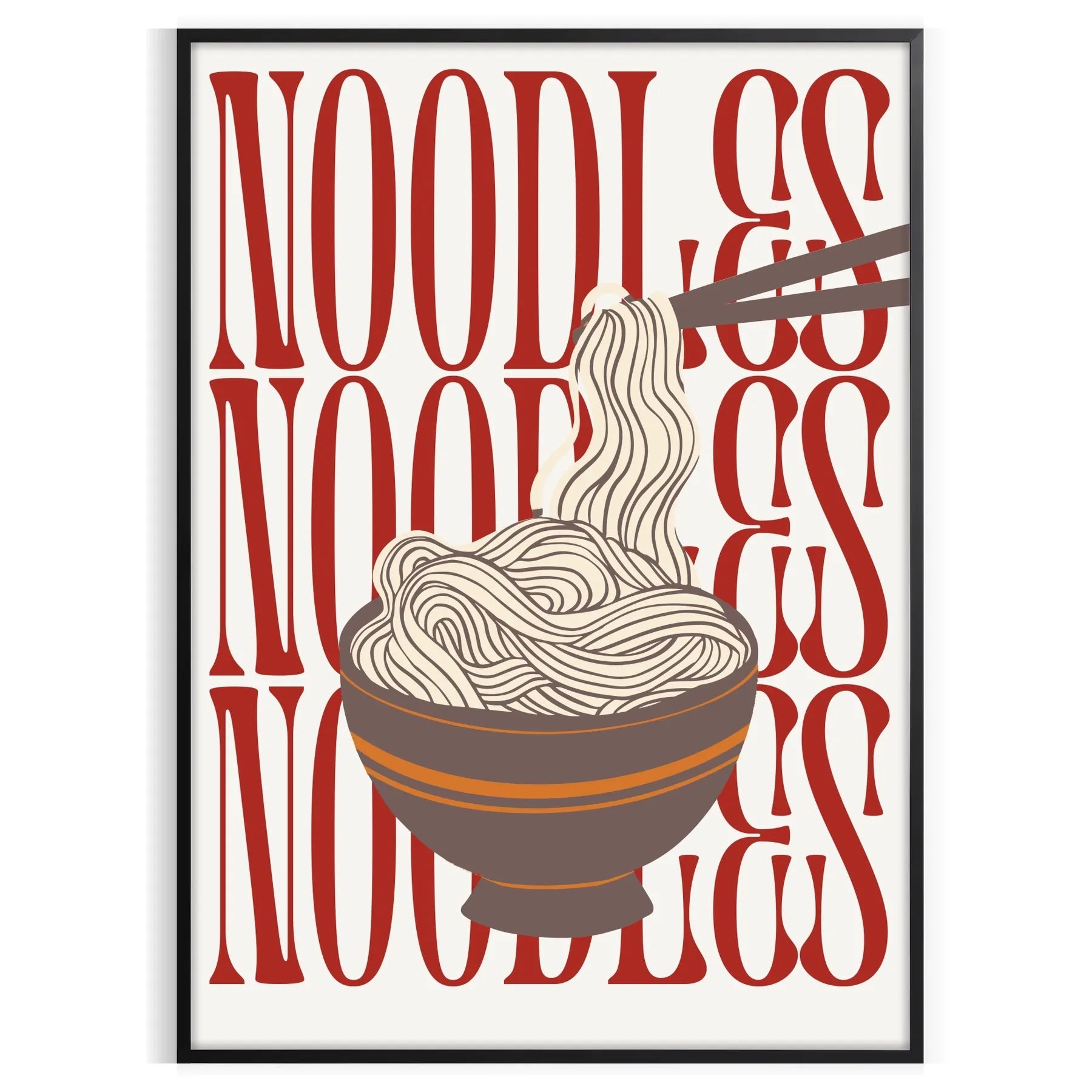 kitchen stylish Noodles poster elegant gray white tones wall art thoughtful gift striking artwork modern flair space unframed option captivating print décor