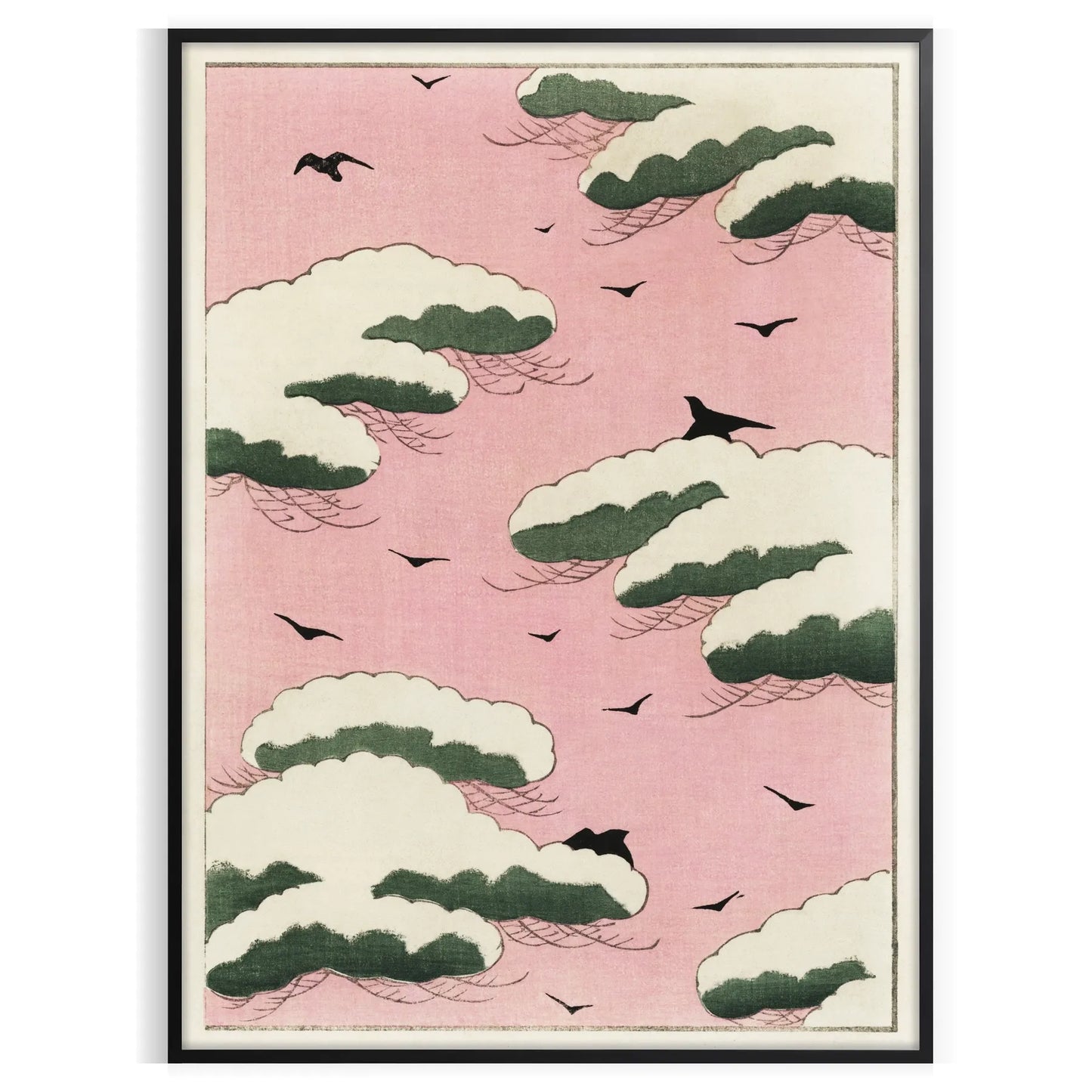 enchanting Pink Sky poster famed Japanese artist Watanabe Seitei captivating blend brown green hues stunning wall art perfect gift space exquisite artwork frames standalone prints
