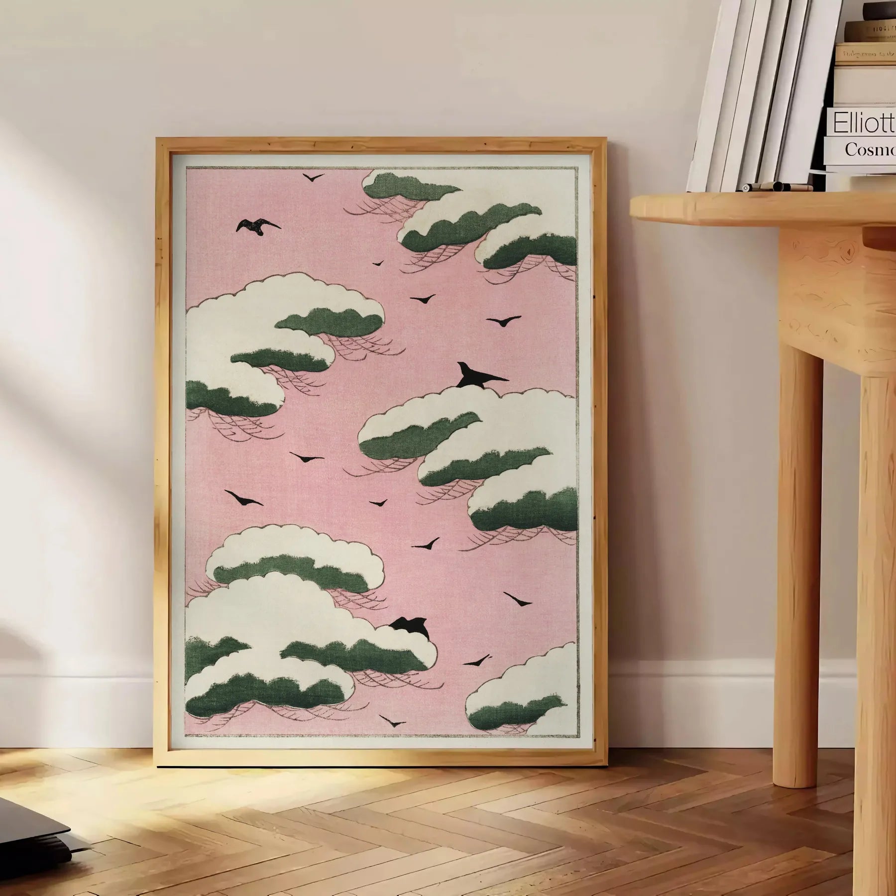 enchanting Pink Sky poster famed Japanese artist Watanabe Seitei captivating blend brown green hues stunning wall art perfect gift space exquisite artwork frames standalone prints