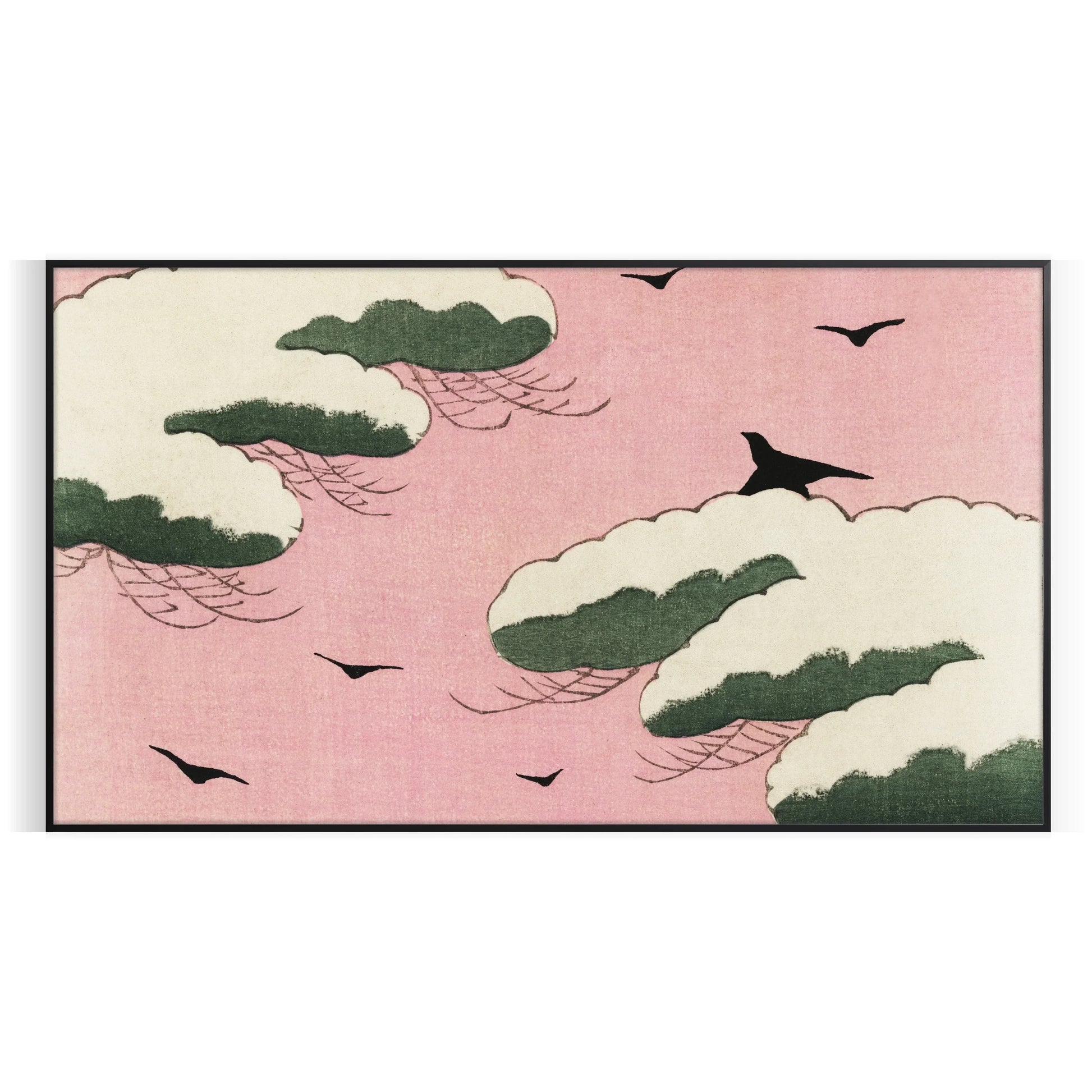 space vintage bird Japanese poster elegant shades brown green captivating wall art perfect unique gift collection unframed options more print timeless artwork