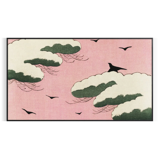 space vintage bird Japanese poster elegant shades brown green captivating wall art perfect unique gift collection unframed options more print timeless artwork