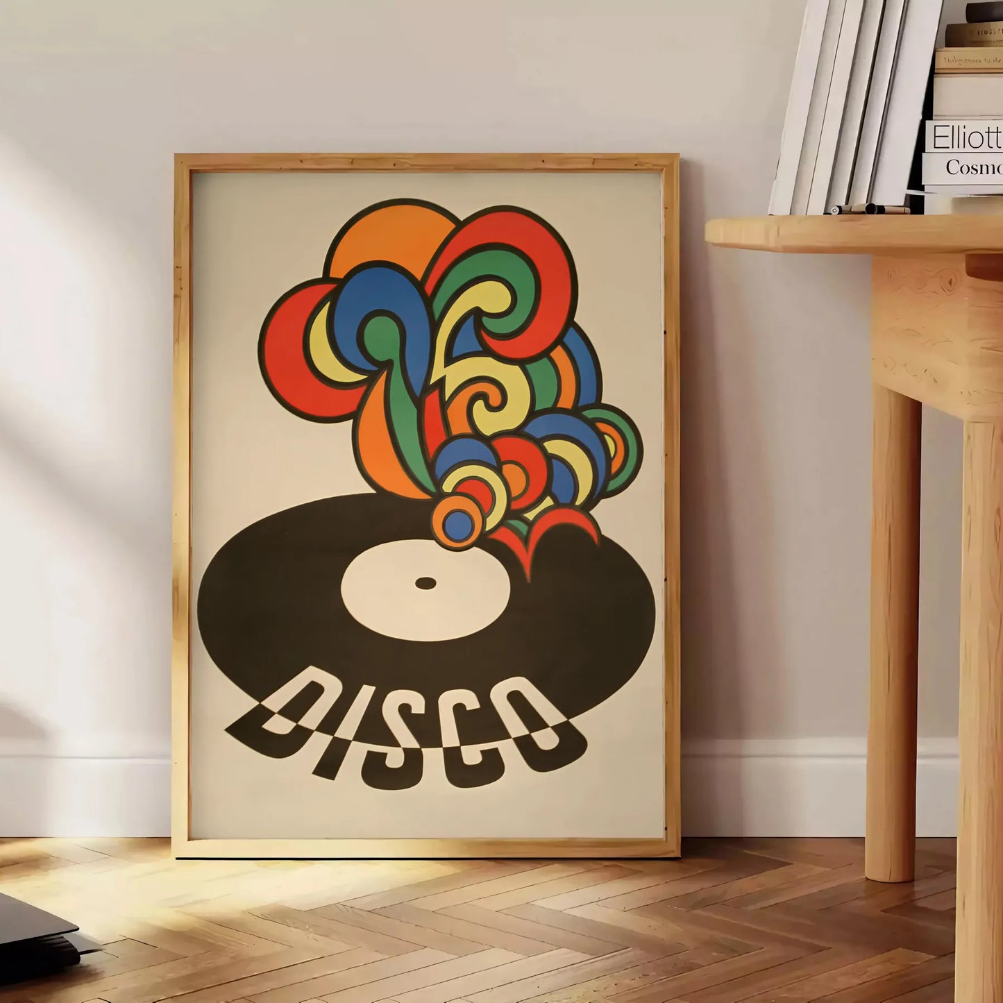 world retro charm Vinyl Other Delights poster groovy artwork bursts vibrant greens oranges perfect wall art collection unique gift print music lovers standalone masterpiece